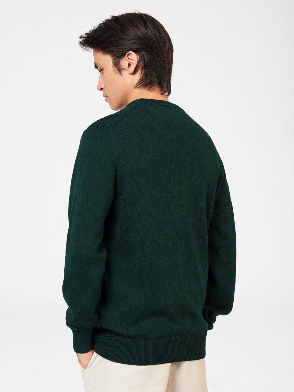 Knitwear Ben Sherman Textured Crewneck Vert Foncé | IYC-42004449